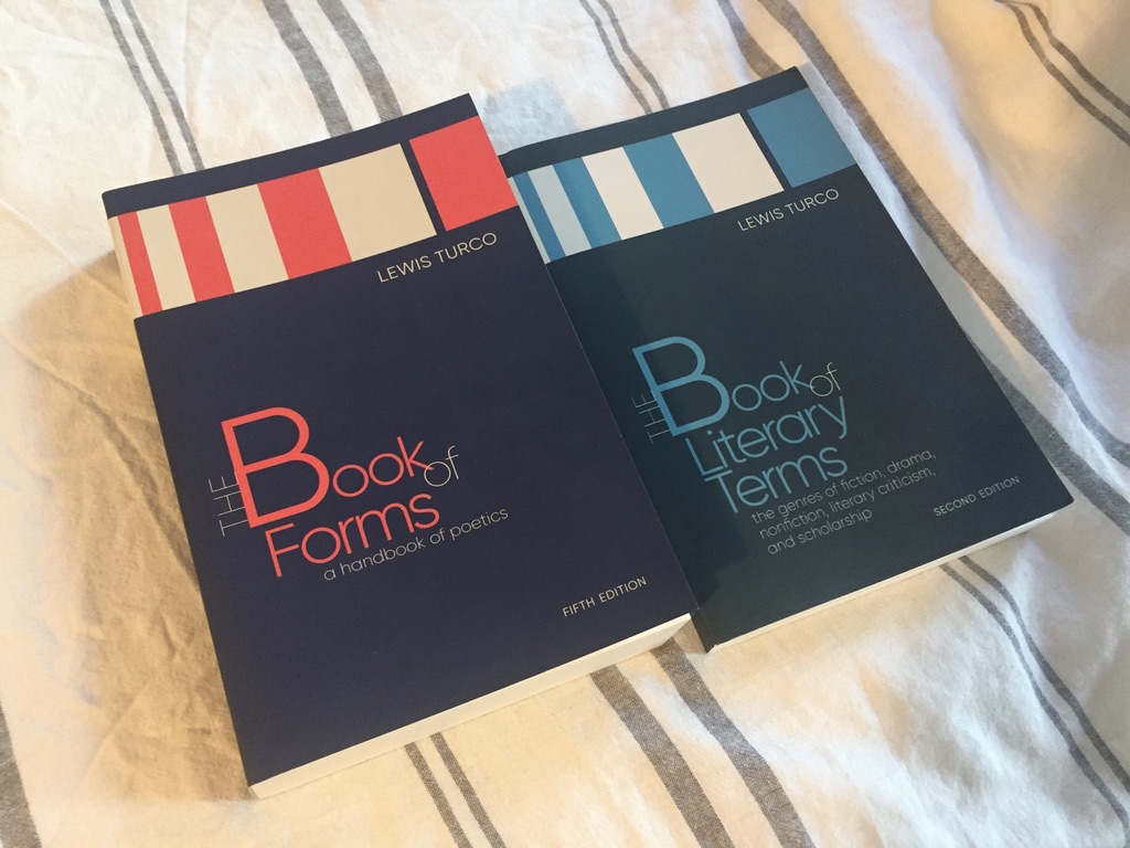 The Book of Forms shown next to The Book of Literary Terms to show their design similarities